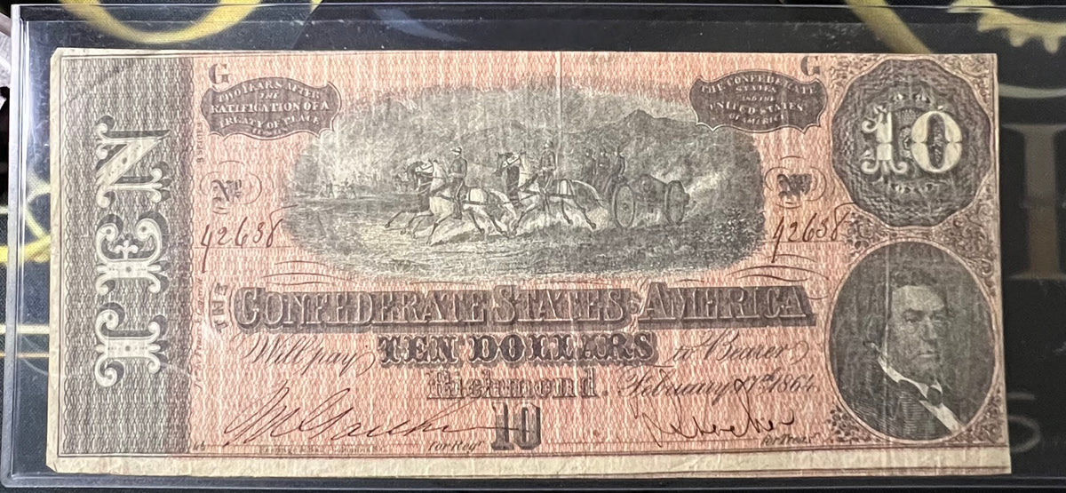 February 17, 1864 $10 Confederate States of America Banknote (T-68)