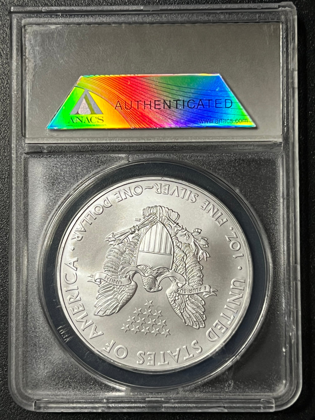 2008 1 oz American Silver Eagle — ANACS MS70 First Day Of Issue (Certified Slab)