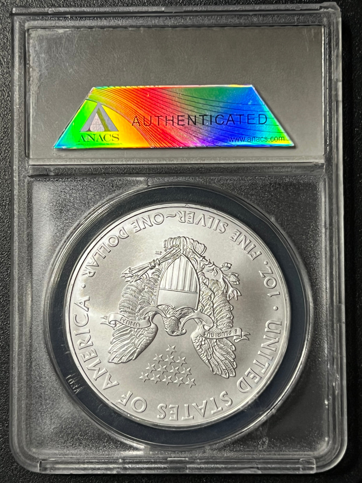 2008 1 oz American Silver Eagle — ANACS MS70 First Day Of Issue (Certified Slab)