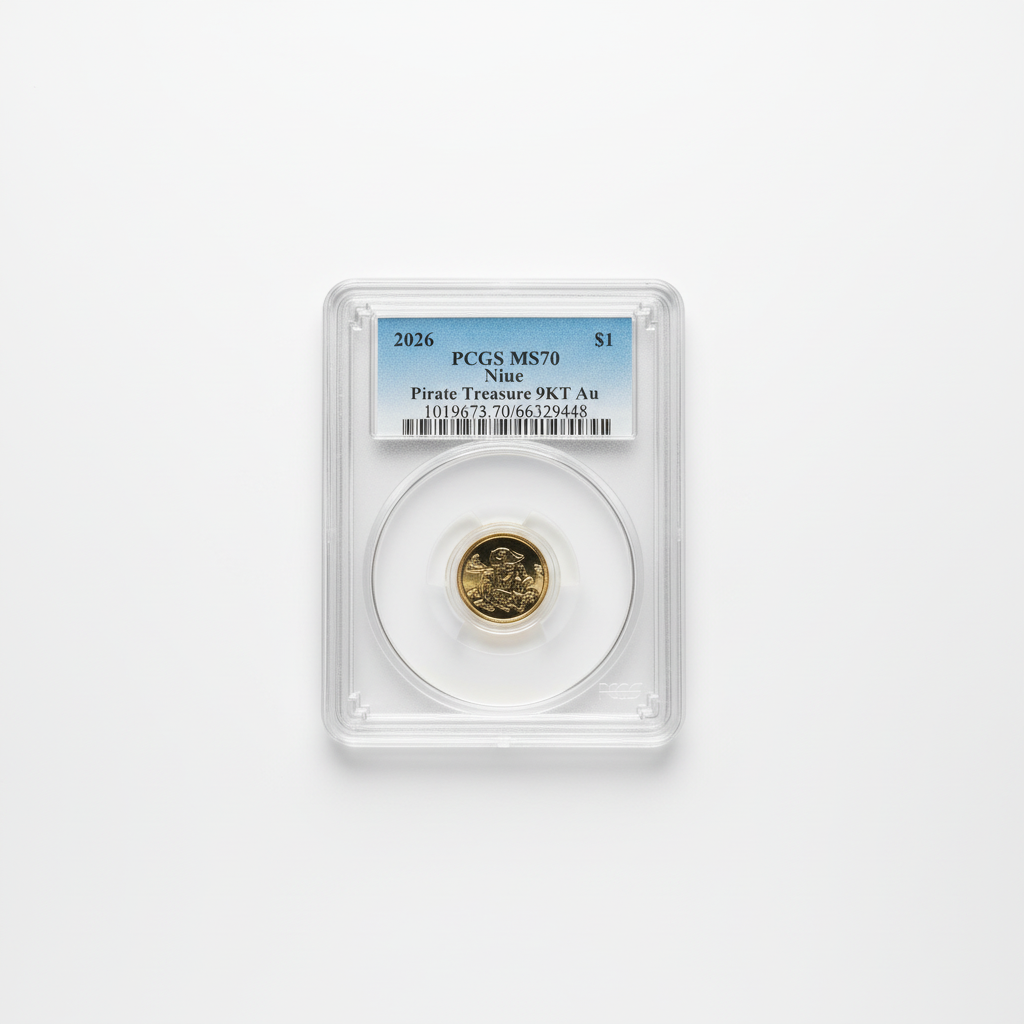 2026 Niue Pirate Treasure 9KT Gold $1 Coin – PCGS MS70