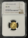 1995 $5 American Gold Eagle — NGC MS70 (Certified Slab)
