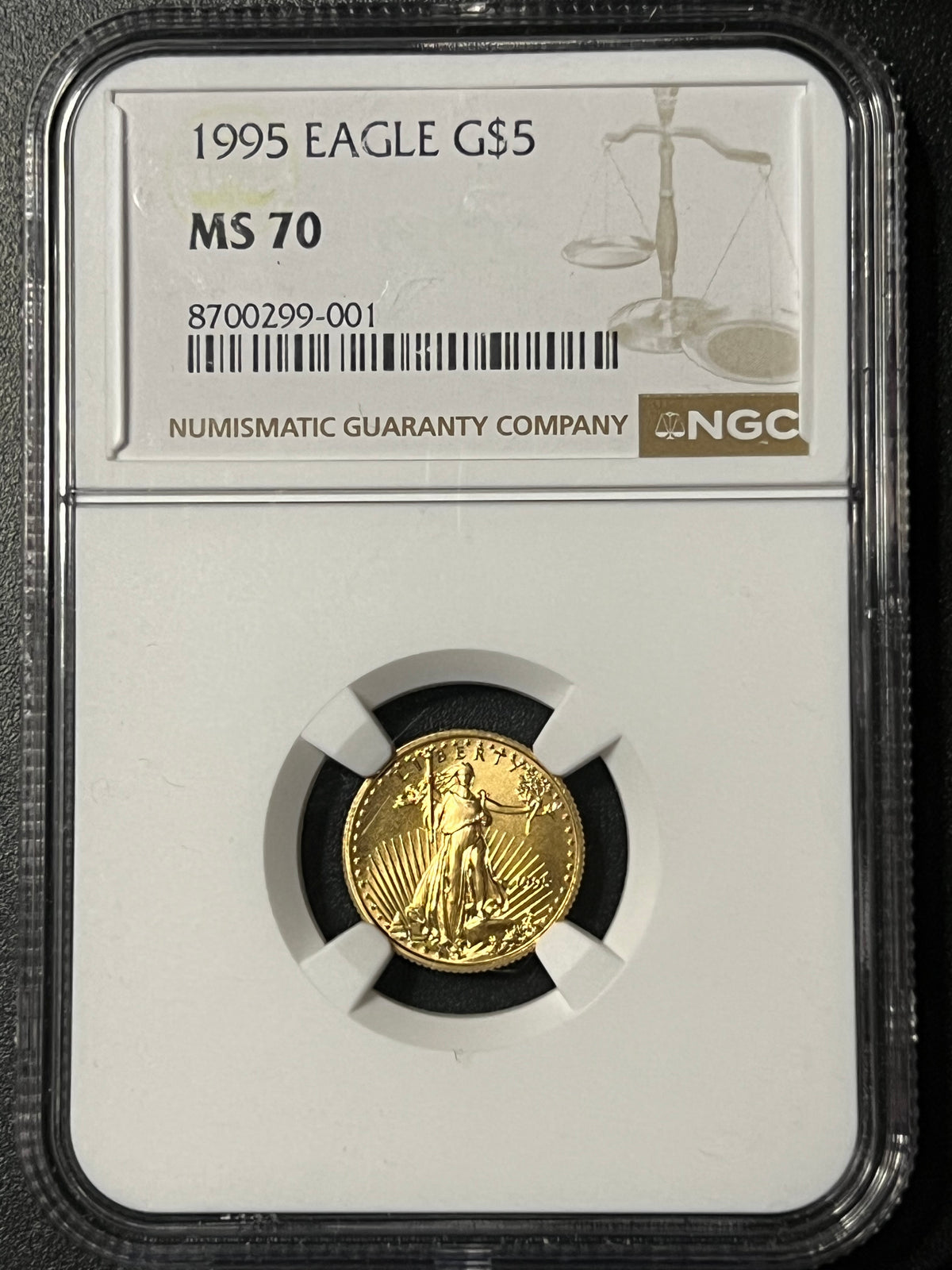 1995 $5 American Gold Eagle — NGC MS70 (Certified Slab)