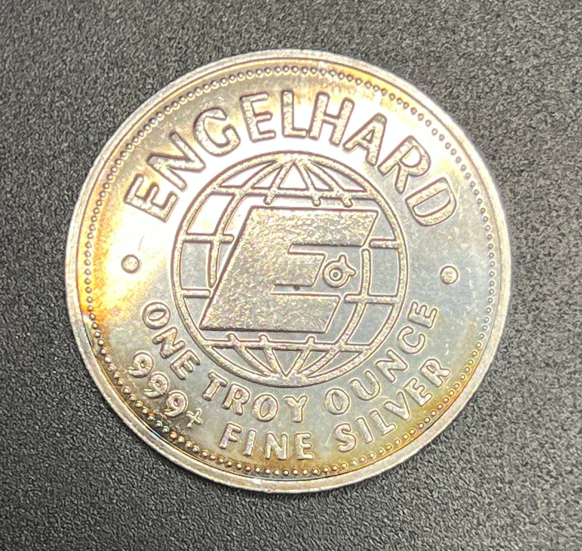 1982 Engelhard "The American Prospector" 1 Troy Oz .999+ Fine Silver Round (E-Logo Back)