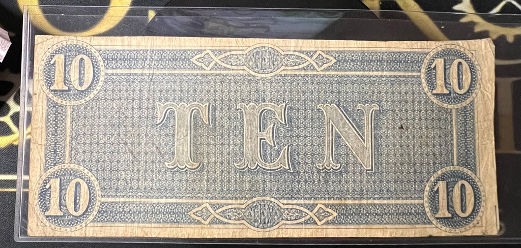 February 17, 1864 $10 Confederate States of America Banknote (T-68)