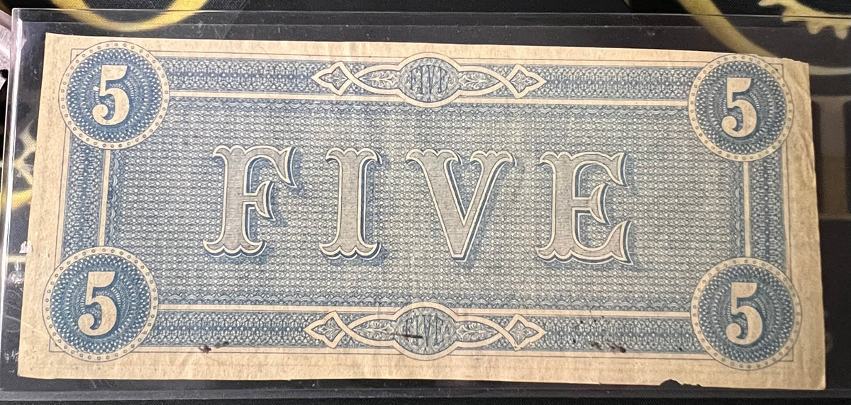 February 17, 1864 $5 Confederate States of America Banknote (T-64)