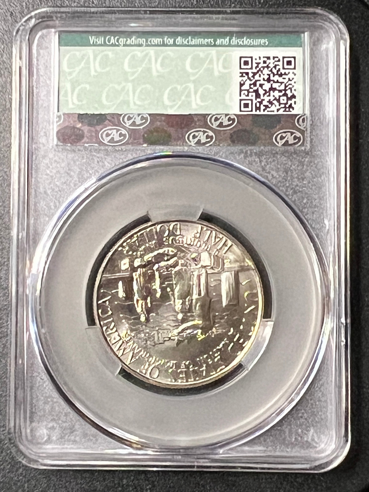 1986-D Statue of Liberty Half Dollar – CAC MS 69 (American Flag Label)