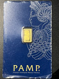 1 gram PAMP Suisse Fortuna Gold Bar (999.9 Fine, In Assay Certcard)