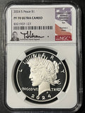 2024-S Peace Dollar $1 — NGC PF 70 Ultra Cameo (Thomas J. Uram Hand-Signed Label)