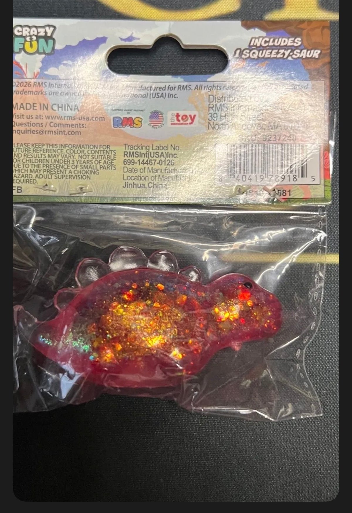 Crazy Fun Squeezy-Saurs Mini Squishy Stegosaurus (Red / Glitter Edition)