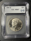 1987-D Kennedy Half Dollar – ICG MS67