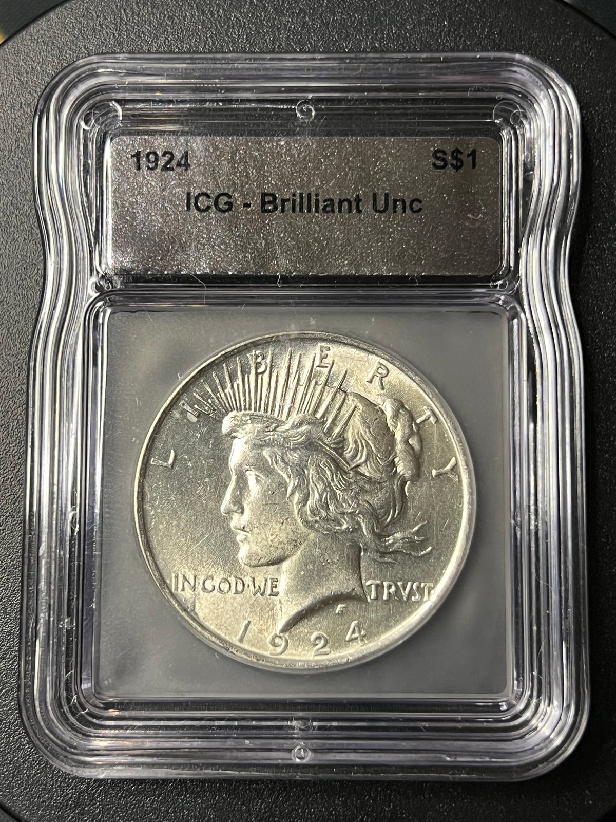 1924 Peace Silver Dollar – ICG Brilliant Uncirculated (Brilliant Unc) Slab