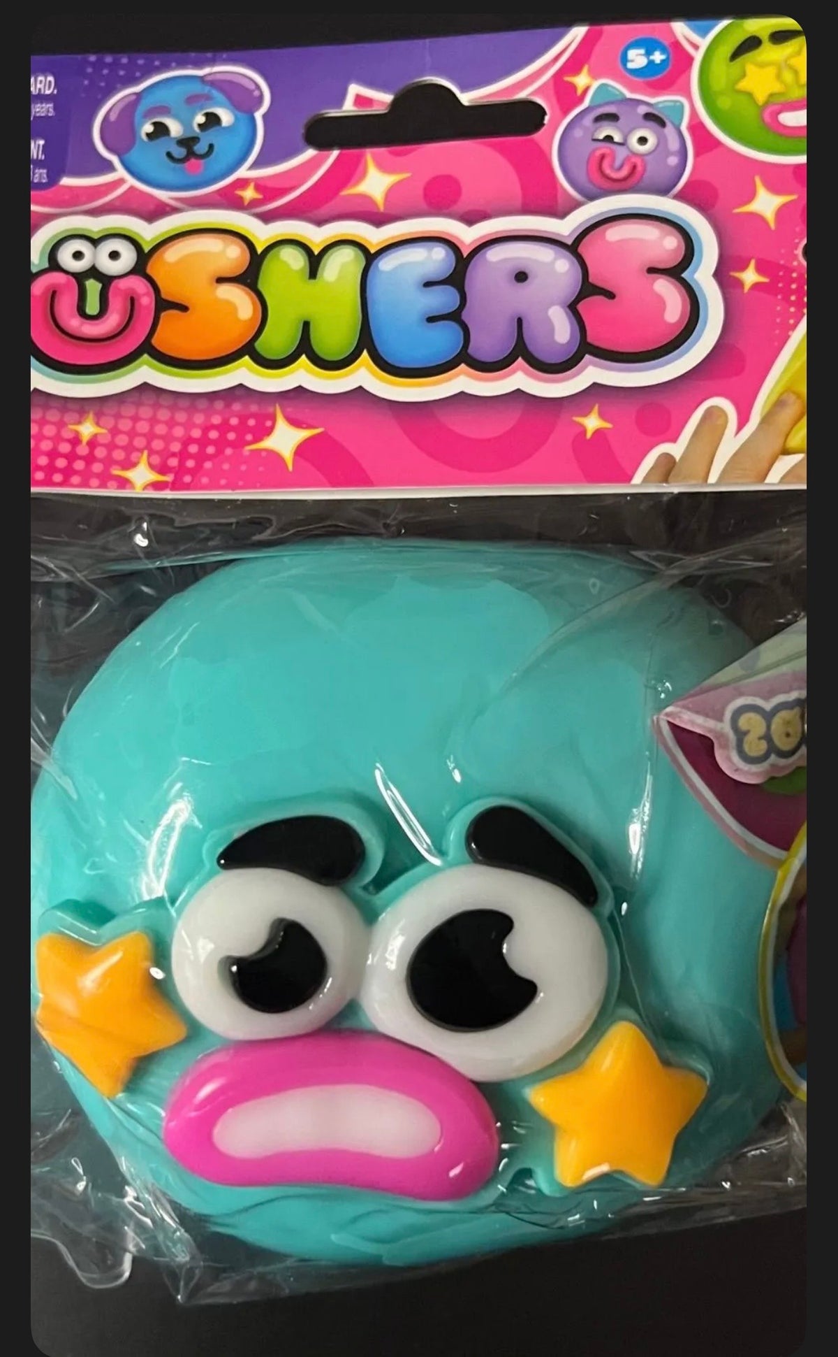 ORB Smushers Deformable Face Squishy Toy — Teal Star-Eyed Character