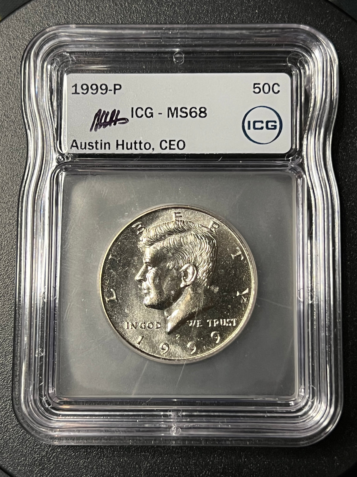 1999-P Kennedy Half Dollar – ICG MS68 (CEO Signed Label)