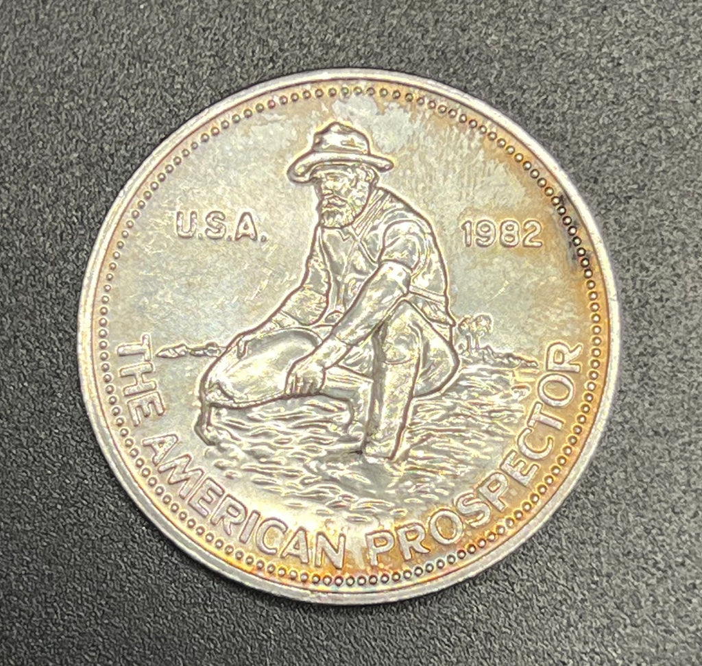 1982 Engelhard "The American Prospector" 1 Troy Oz .999+ Fine Silver Round (E-Logo Back)