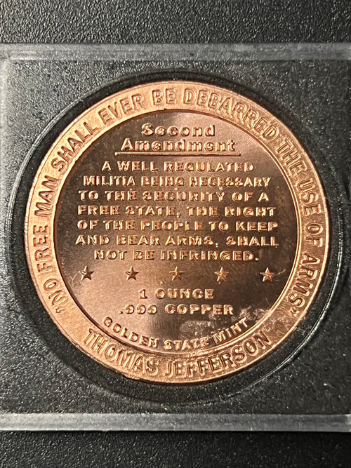 "Constitutional Right to Bear Arms" – 1 Ounce .999 Fine Copper Round (Golden State Mint)