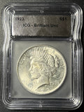 1923 Peace Silver Dollar – ICG Brilliant Uncirculated (Brilliant Unc) Slab