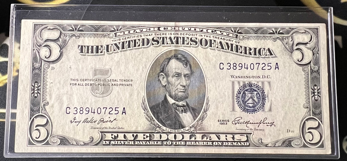 $5 Silver Certificate - Blue Seal Paper Currency