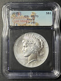 2025 S$1 Peace Dollar — ICG MS70 (Special Las Vegas Welcome Sign Label, 1 of 250, Certified Slab)
