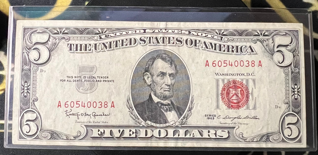$5 United States Note - Red Seal Paper Currency