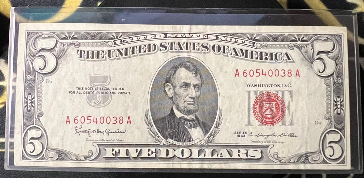 $5 United States Note - Red Seal Paper Currency
