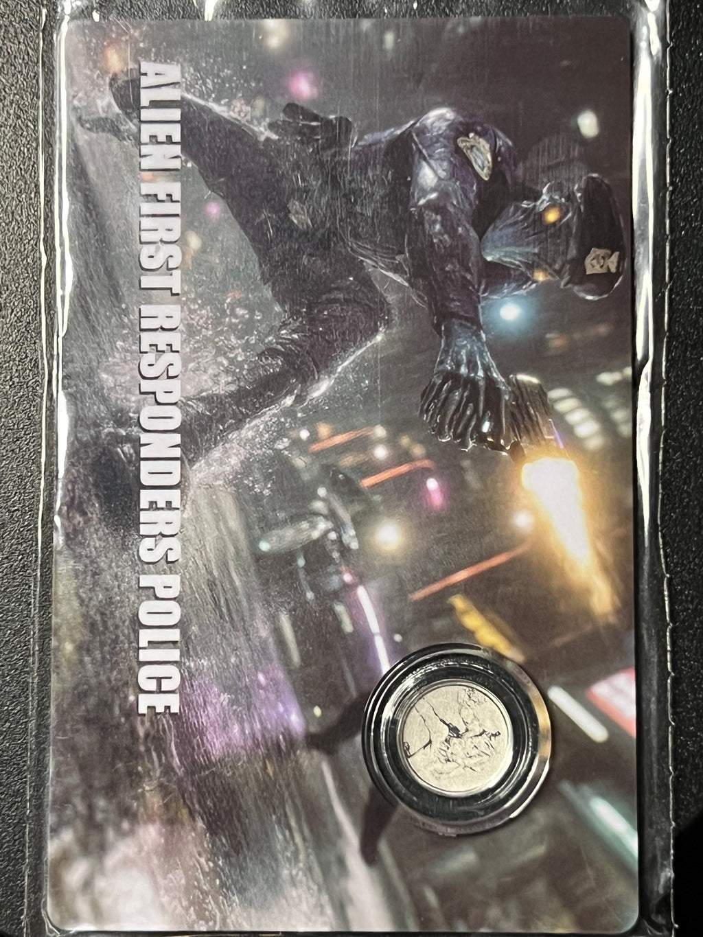 2026 Republic of Liberia 12 Dollars "Alien First Responders Police" 1/1000 oz Platinum Coin — Carded Prooflike Issue
