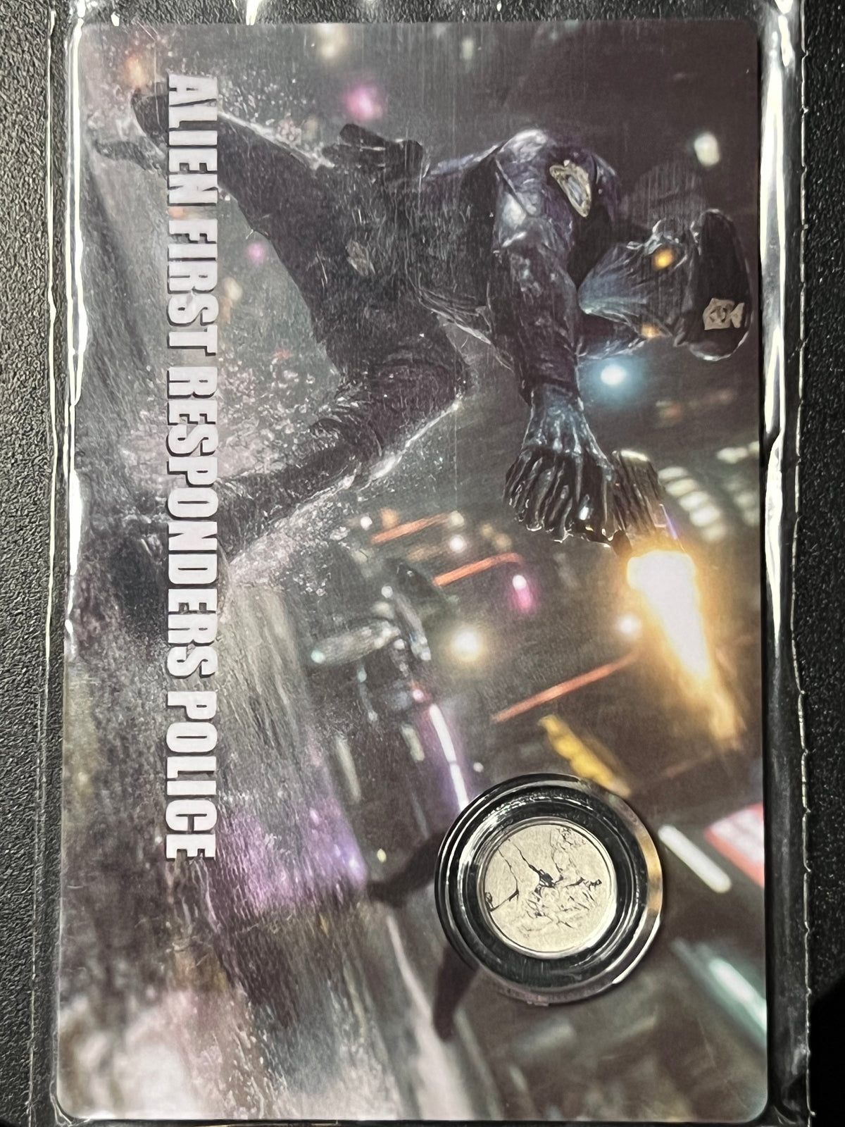 2026 Republic of Liberia 12 Dollars "Alien First Responders Police" 1/1000 oz Platinum Coin — Carded Prooflike Issue