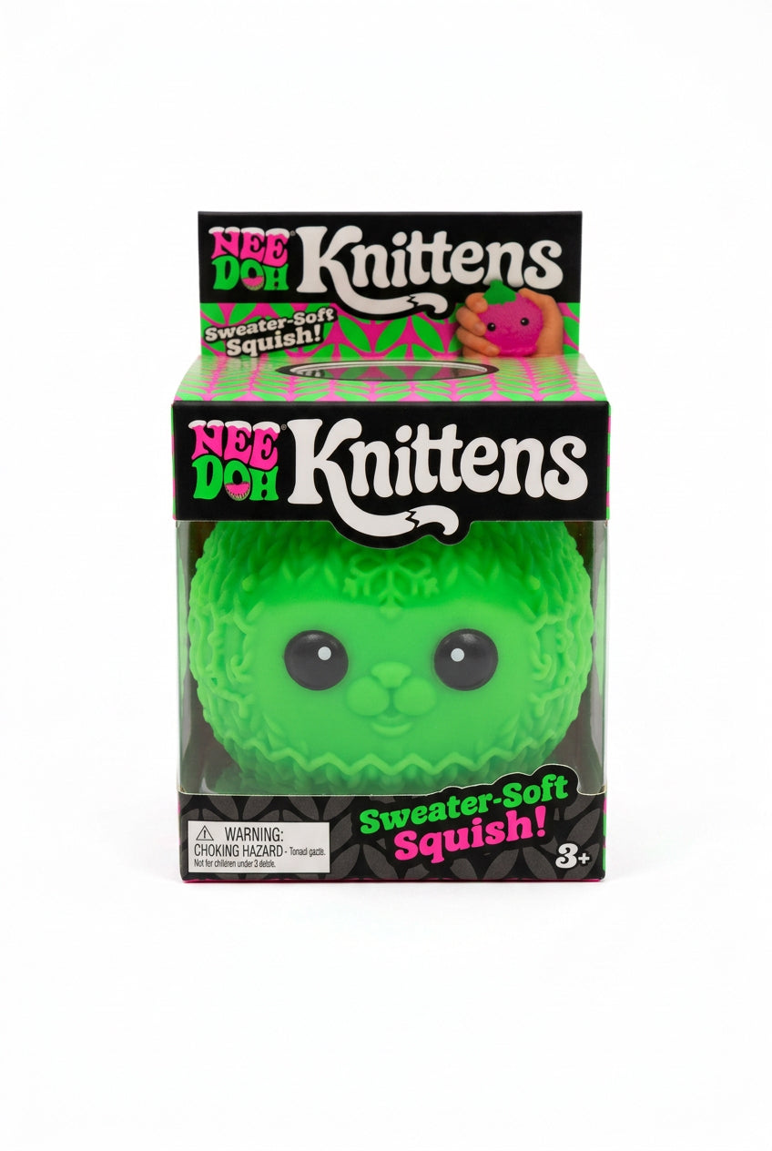 NeeDoh Knittens (Green) – Sweater-Soft Squishy Sensory Kitten