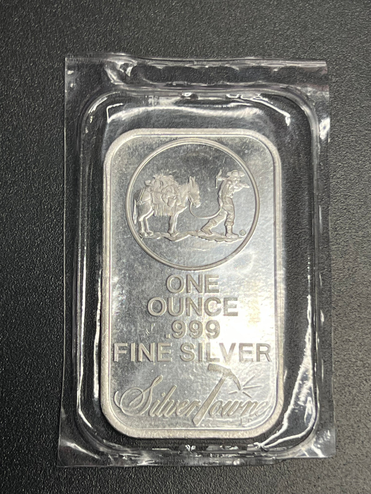 SilverTowne 1 oz .999 Fine Silver Bar – Prospector Design (Sealed in Original Mint Plastic)