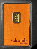 Valcambi Suisse 0.5 Gram .9999 Fine Gold Bar (Assayed in CertiCard Holder)