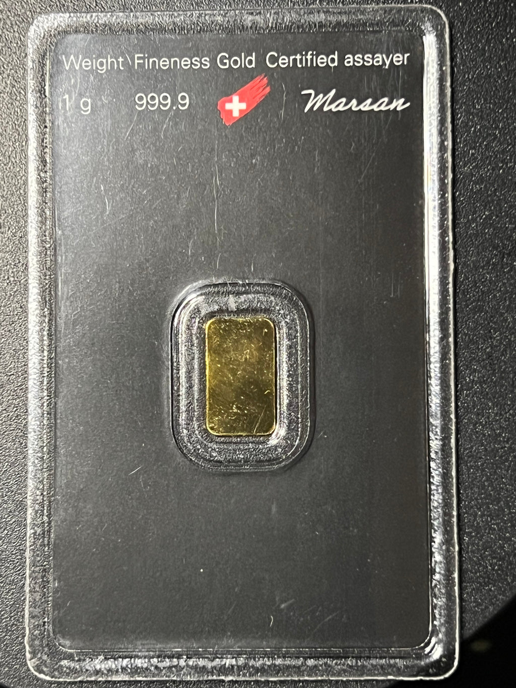 Argor-Heraeus 1 Gram .9999 Fine Gold Bar (Assayed in Tamper-Evident Card)