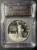 1986-S Statue of Liberty Silver Dollar — ICG PR69 DCAM — Deep Cameo Proof