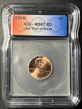 2025-D Lincoln Memorial Cent — ICG MS67 RD — Last Year of Issue Gem