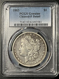1883 Morgan Silver Dollar — PCGS Genuine (Cleaned-F Detail)