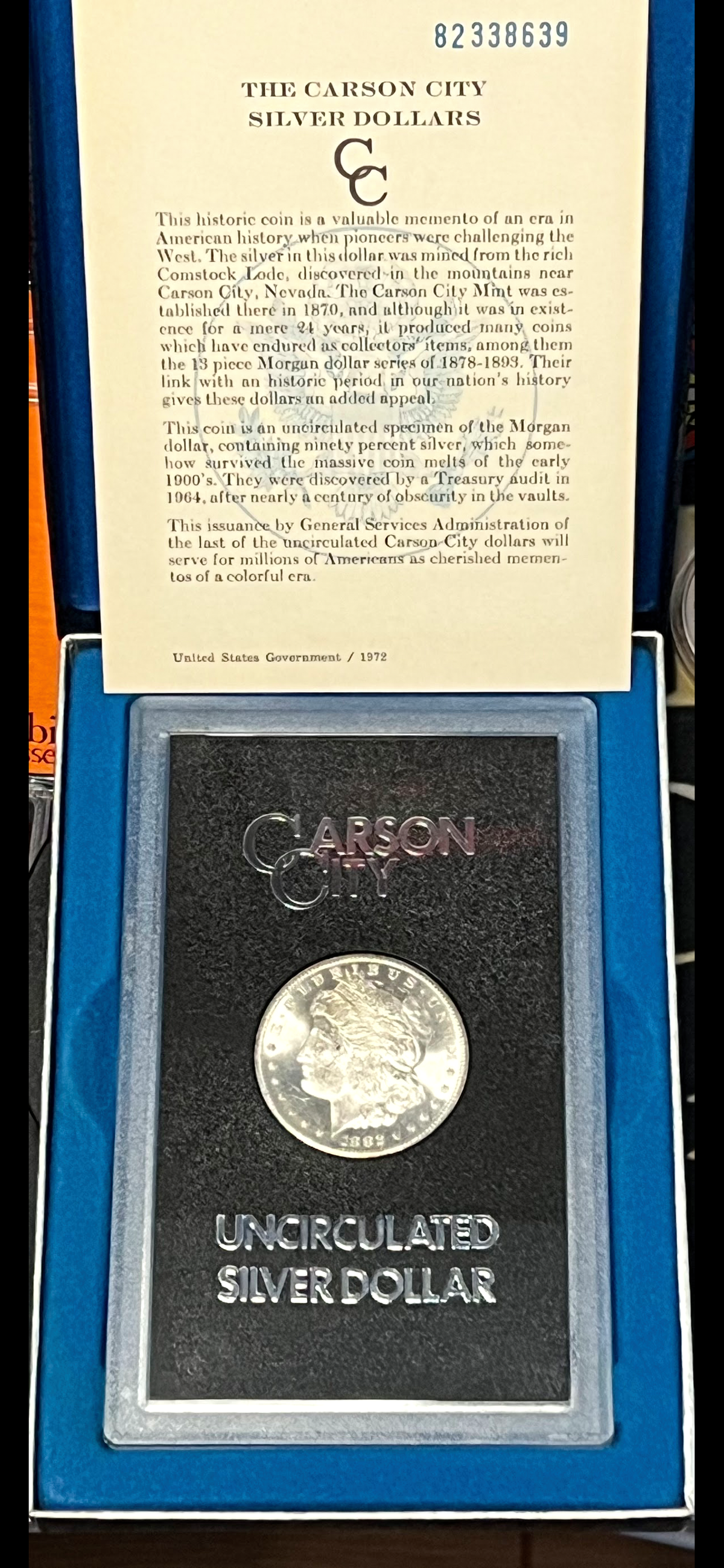 1882-CC Carson City Morgan Silver Dollar — GSA Hoard Uncirculated (Original Box & Card)