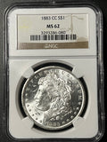 1883-CC Morgan Silver Dollar $1 — NGC MS 62 (Carson City Mint)