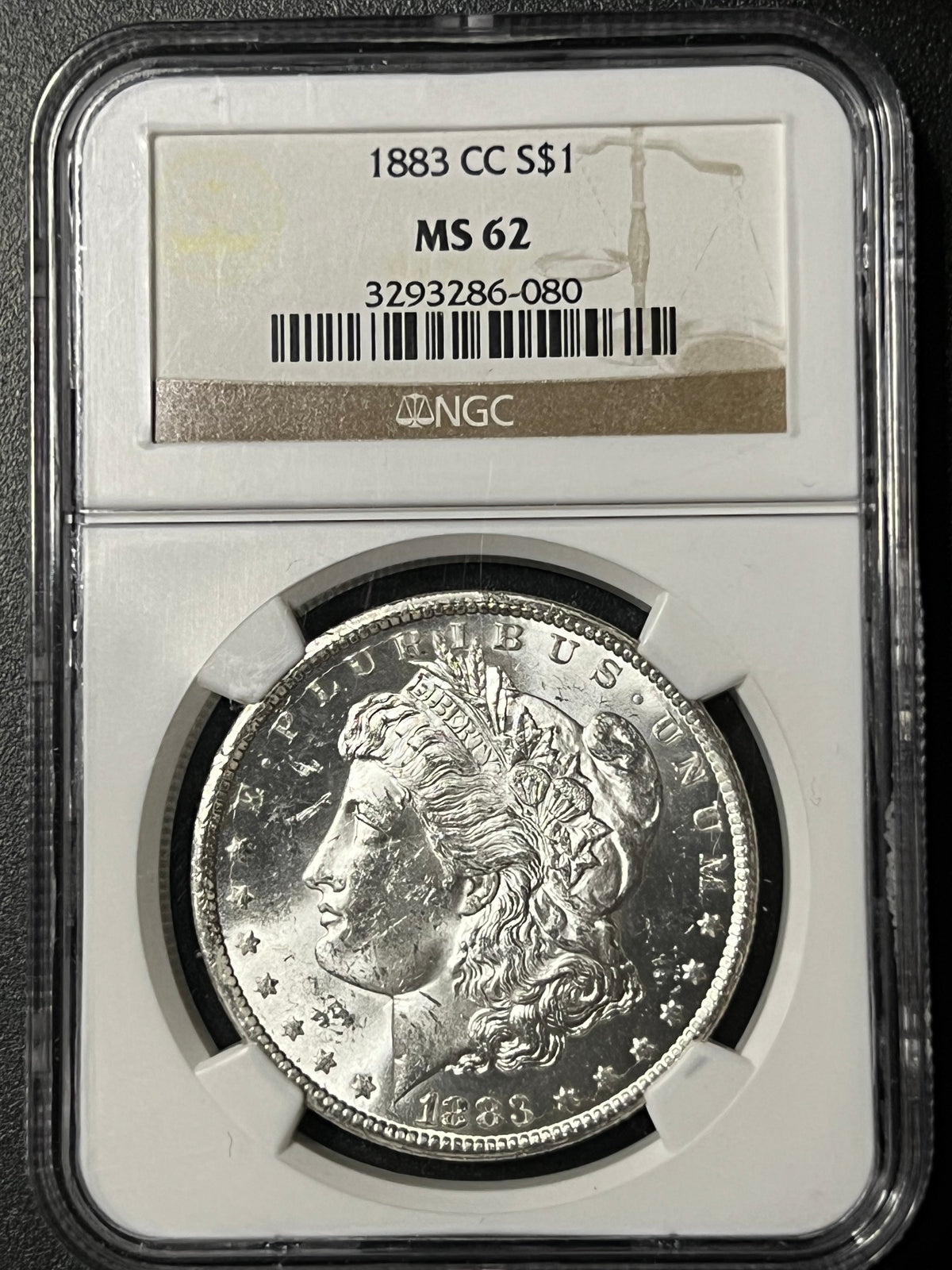 1883-CC Morgan Silver Dollar $1 — NGC MS 62 (Carson City Mint)