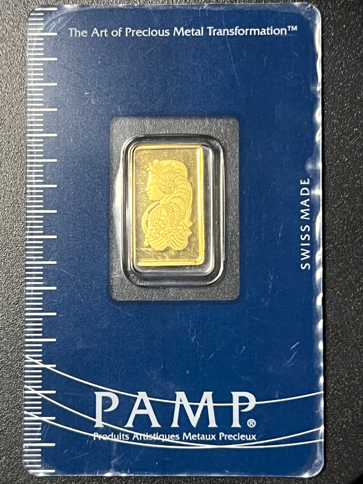 2.5 Gram PAMP Suisse Lady Fortuna Gold Bar — .9999 Fine (Assayed in CertiCard)