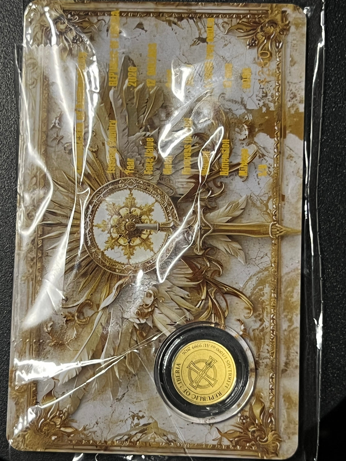 2026 Republic of Liberia 17 Dollars "Archangel Michael: Defender of the Light" 1/1000 oz Gold Coin — Carded Prooflike Issue