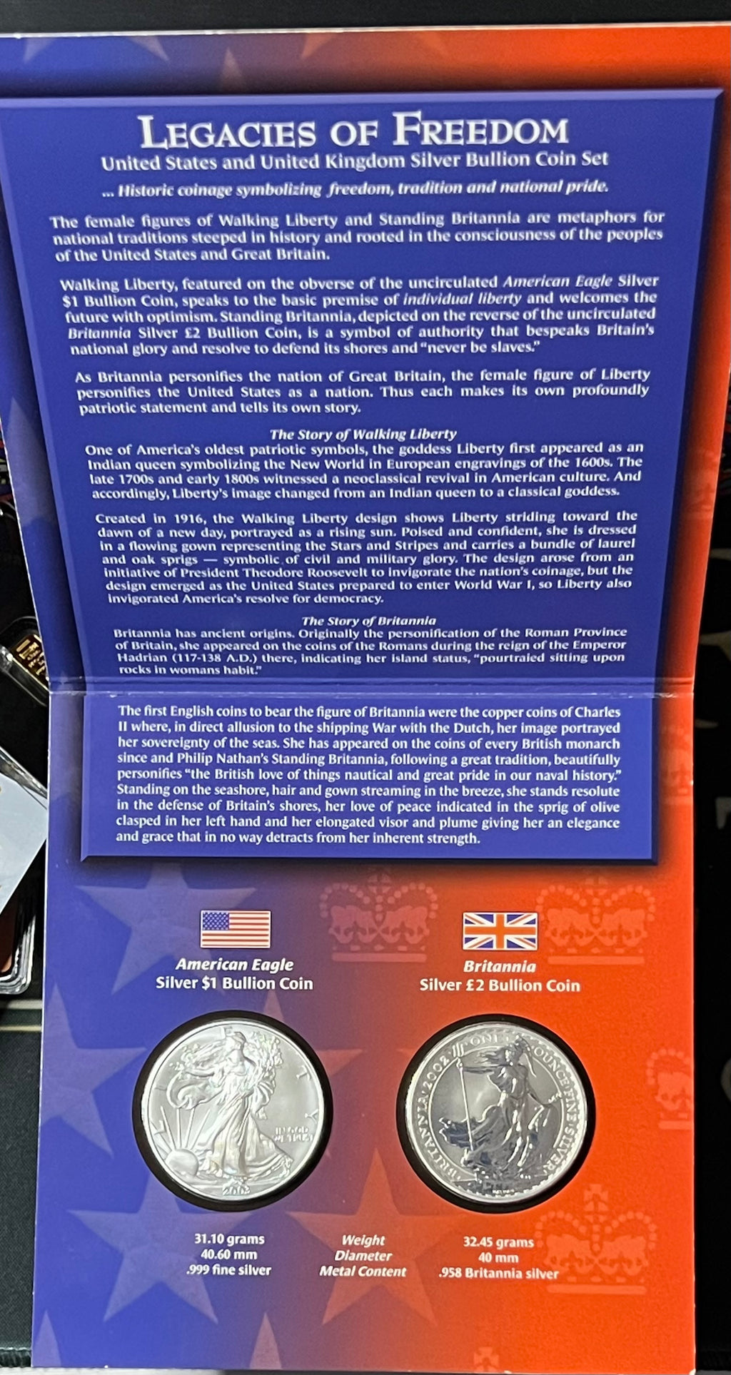 2003 "Legacies of Freedom" United States & United Kingdom 2-Coin Silver Bullion Set