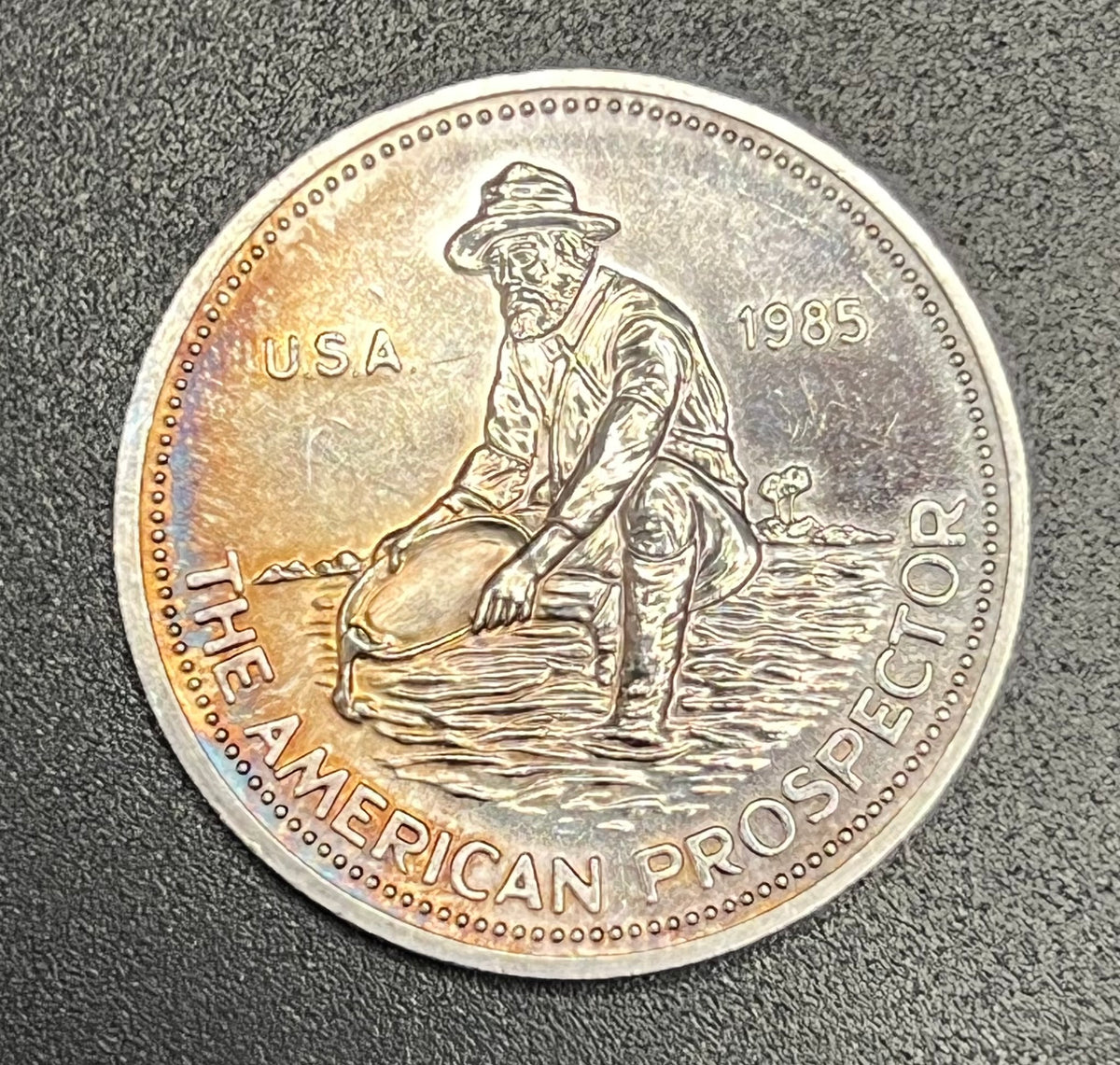 1985 Engelhard "The American Prospector" 1 Troy Oz .999+ Fine Silver Round (American Eagle Back)