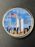 "In Memory September 11, 2001 / God Bless America" Colorized Tribute Commemorative Round – Encapsulated