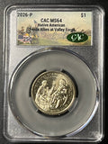 2026-P Native American Dollar – CAC MS64 "Oneida Allies at Valley Forge" (Special Label)
