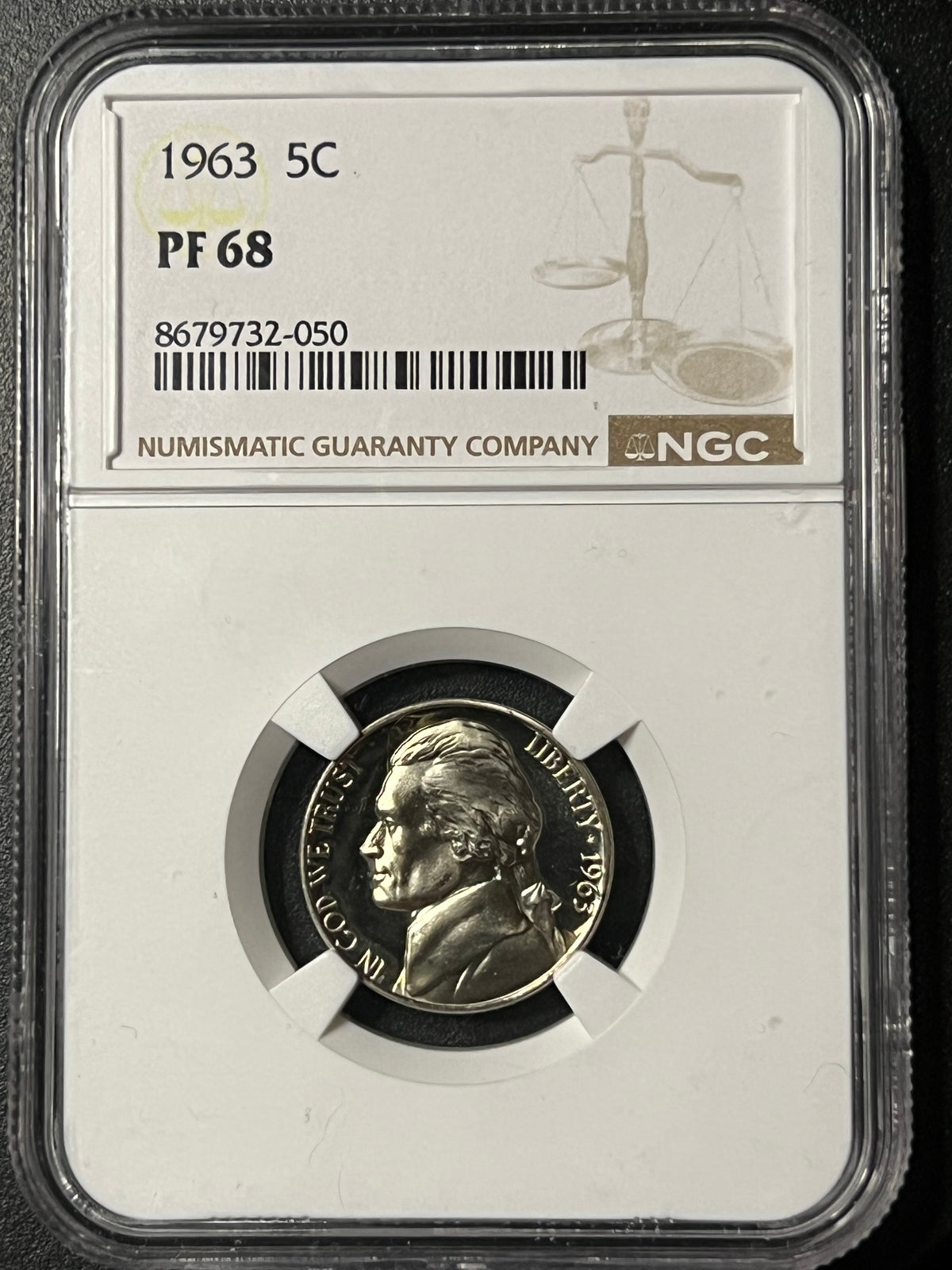1963 Jefferson Nickel – NGC PF68