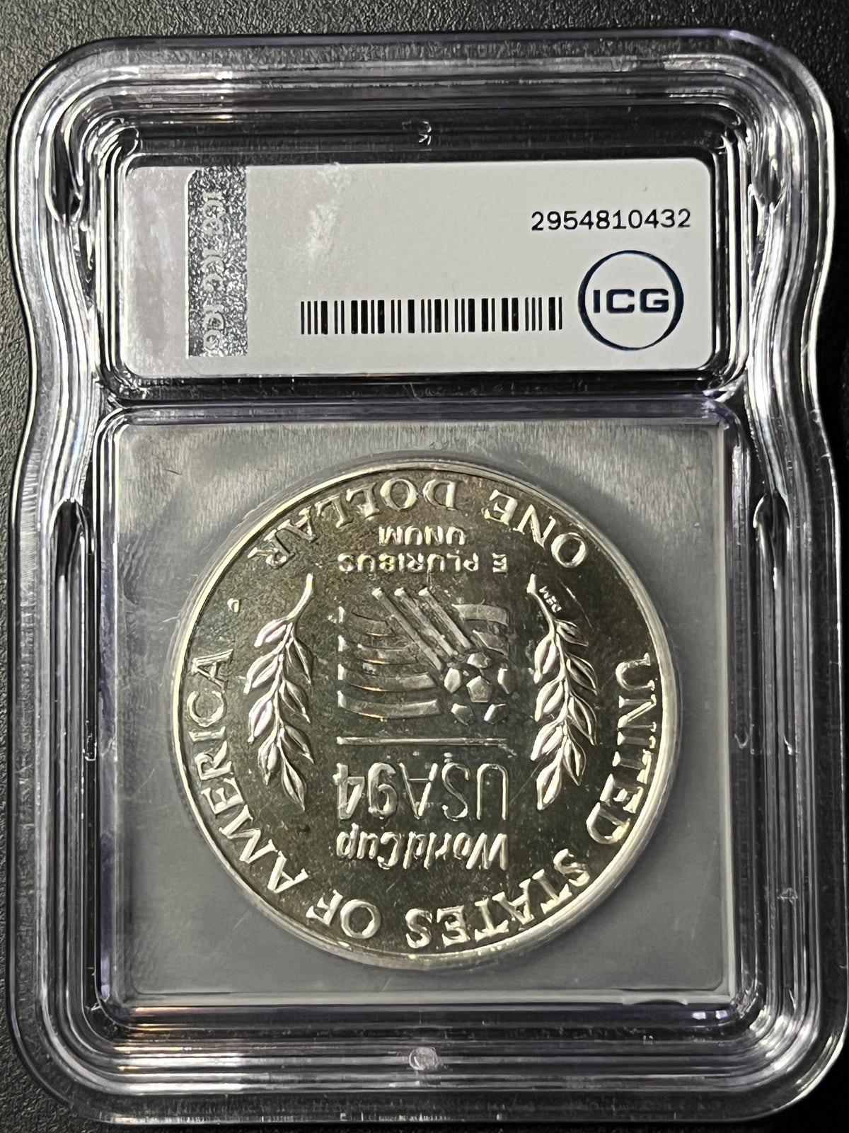 1994-D $1 World Cup Commemorative Silver Dollar — ICG MS70 (Certified Slab with Executive Sign-Off)