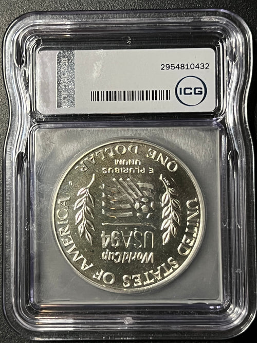 1994-D $1 World Cup Commemorative Silver Dollar — ICG MS70 (Certified Slab with Executive Sign-Off)