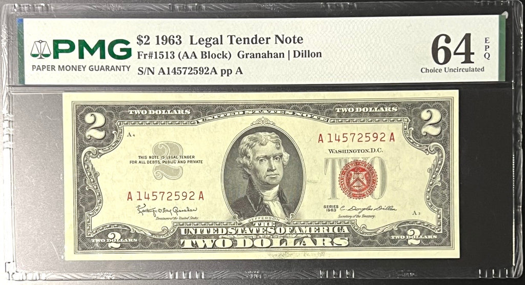 1963 $2 Legal Tender Note – PMG 64 Choice Uncirculated (EPQ)