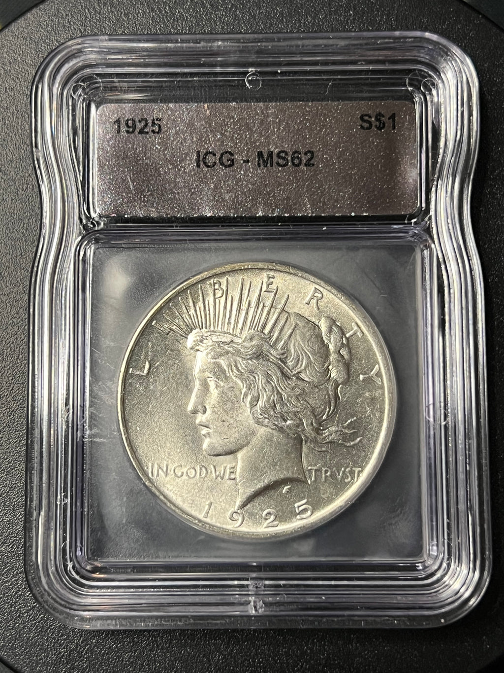 1925 Peace Silver Dollar — ICG MS62 — Mint State US Silver