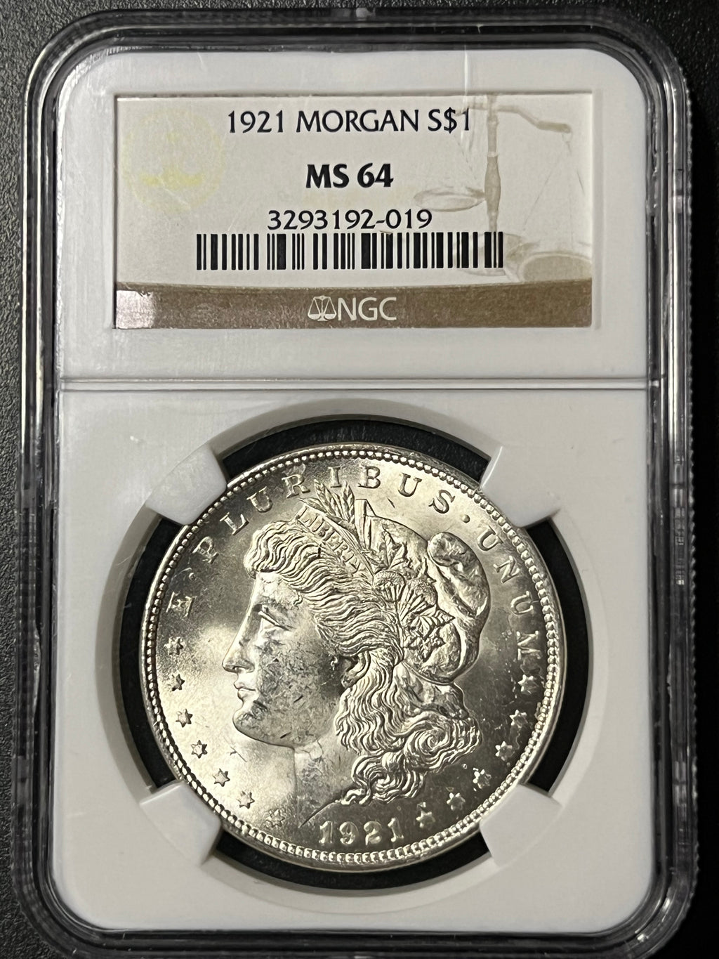 1921 Morgan Silver Dollar – NGC MS64