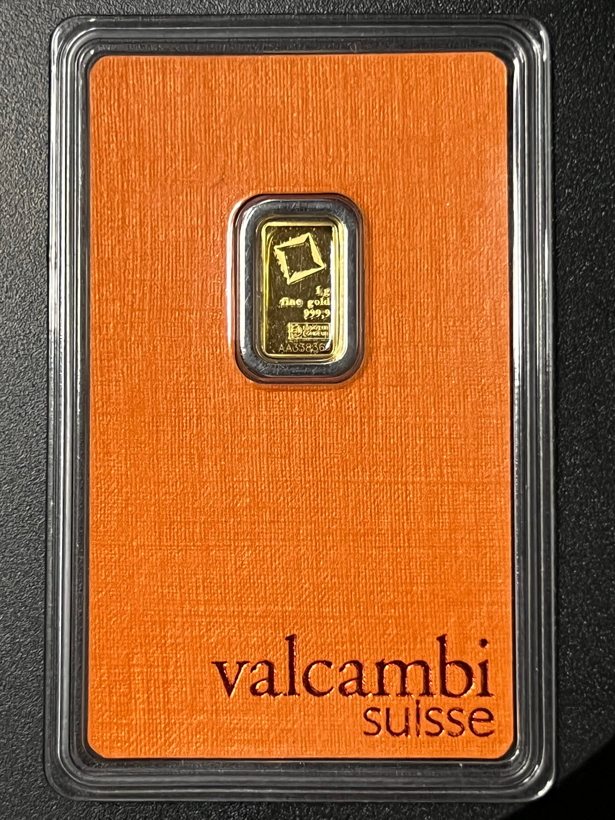 Valcambi Suisse 1 Gram .9999 Fine Gold Bar (Assayed in CertiCard Holder)