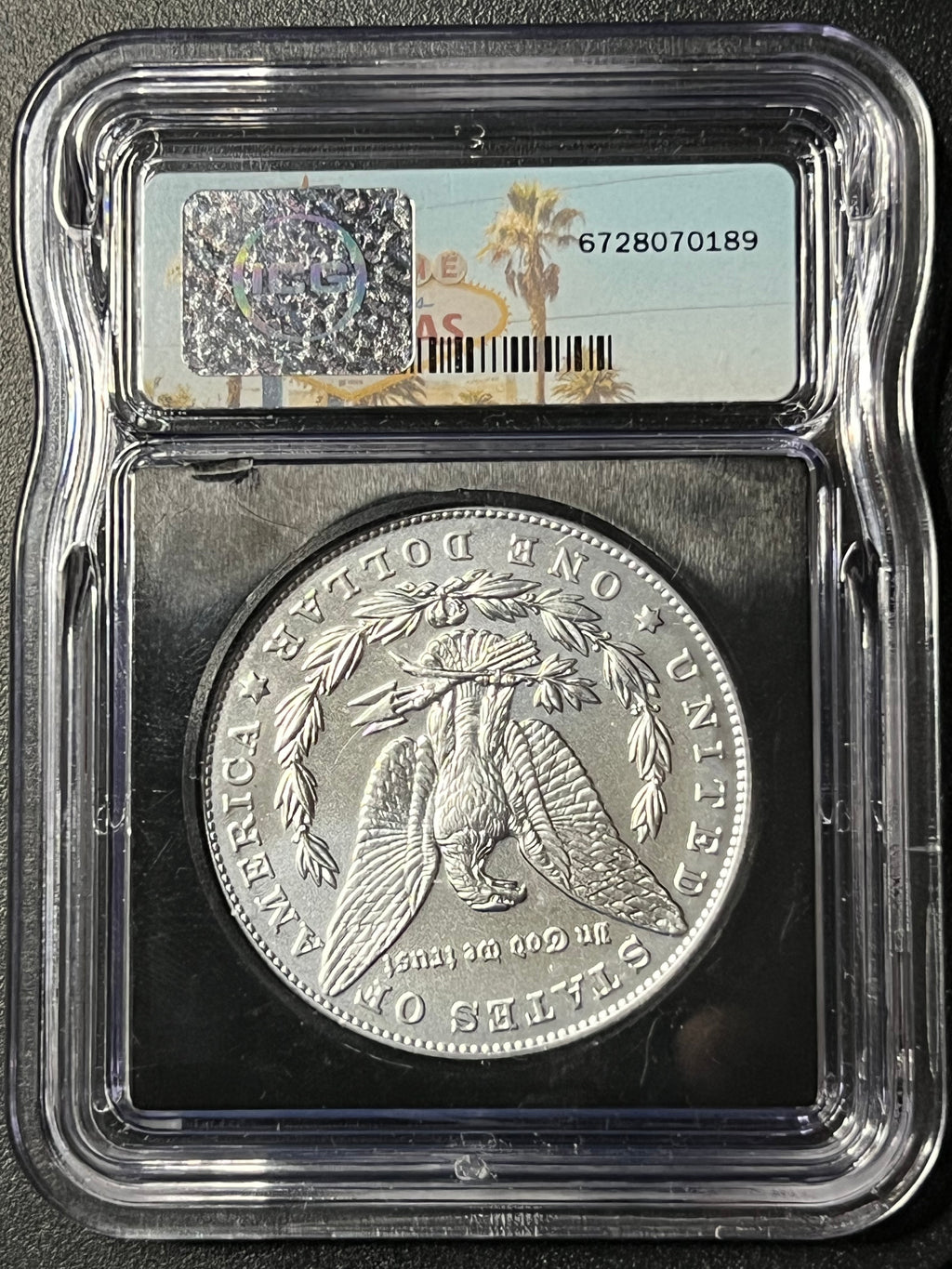 2025 S$1 Morgan Dollar — ICG MS70 (Special Las Vegas Welcome Sign Label, 1 of 250, Certified Slab)
